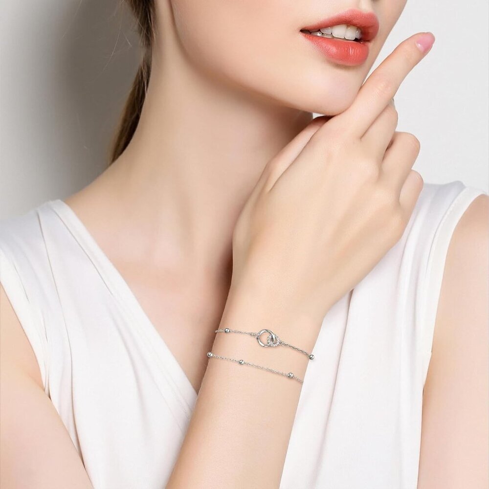 Sterling Silver Interlocking Circles Bracelet Dai… - image 2